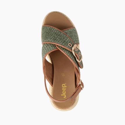 Jeep Sandalo Donna con Zeppa in Tessuto Verde Military Multi KARINA CROSS MILITARY Jeep Footwear 