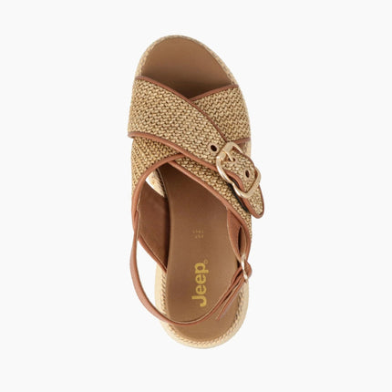 Jeep Sandalo Donna con Zeppa in Tessuto Verde Beige Multi KARINA CROSS NATURAL Jeep Footwear 