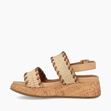 Jeep Sandalo Donna con Zeppa Sughero Beige Multi KARINA RAFFIA NATURAL Jeep Footwear 