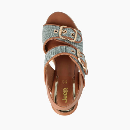 Jeep Sandalo Donna con Zeppa Platform in Tessuto Canvas Jeans Avio MAYOR LIGHT BLUE Jeep Footwear 