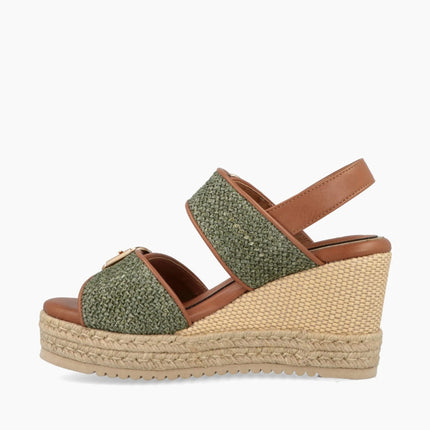 Jeep Sandalo Donna con Zeppa Platform in Tessuto Canvas Verde Military MAYOR MILITARY Jeep Footwear 