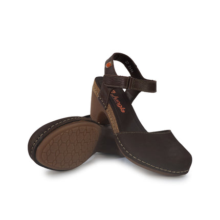 Jungla Pump Donna con Tacco in Pelle Nabuk Marrone 7466 CAFFE Jungla 