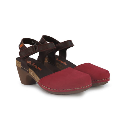 Jungla Pump Donna con Tacco in Pelle Nabuk Rosso 7466 ROJO Jungla 