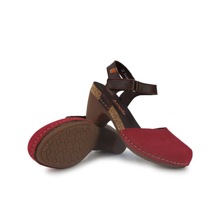 Jungla Pump Donna con Tacco in Pelle Nabuk Rosso 7466 ROJO Jungla 