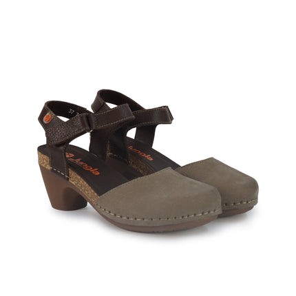 Jungla Pump Donna con Tacco in Pelle Nabuk Taupe 7466 TERRON Jungla 