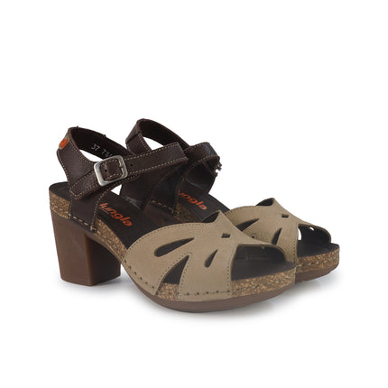 Jungla Sandali Donna con Tacco e Plateau in Nabuk Desert Beige 7843 DESERT Jungla 