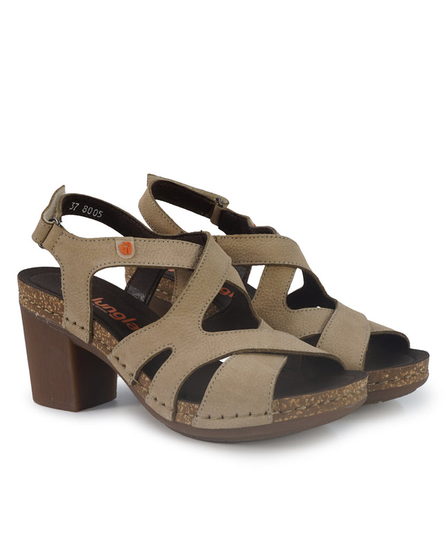 Jungla Sandali Donna con Tacco e Plateau in Nabuk Desert Beige 8005 DESERT Jungla 