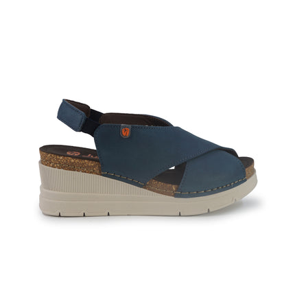 Jungla Sandali Donna con Zeppa in Pelle Blu 8027 AVIO Jungla 