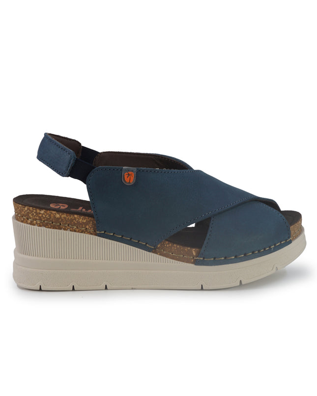 Jungla Sandali Donna con Zeppa in Pelle Blu 8027 AVIO Jungla 