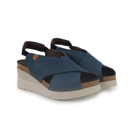 Jungla Sandali Donna con Zeppa in Pelle Blu 8027 AVIO Jungla 
