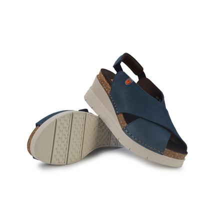 Jungla Sandali Donna con Zeppa in Pelle Blu 8027 AVIO Jungla 