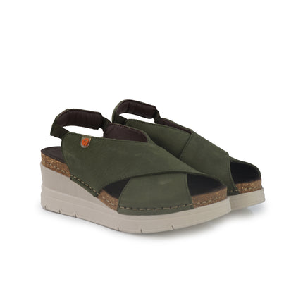 Jungla Sandali Donna con Zeppa in Pelle Verde 8027 PRADO Jungla 