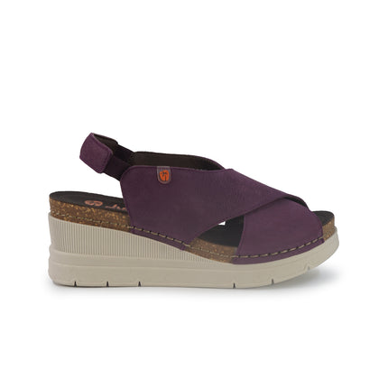 Jungla Sandali Donna con Zeppa in Pelle Viola 8027 PRUNUS Jungla 
