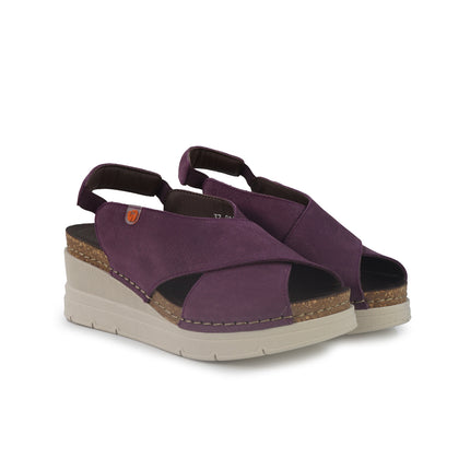 Jungla Sandali Donna con Zeppa in Pelle Viola 8027 PRUNUS Jungla 