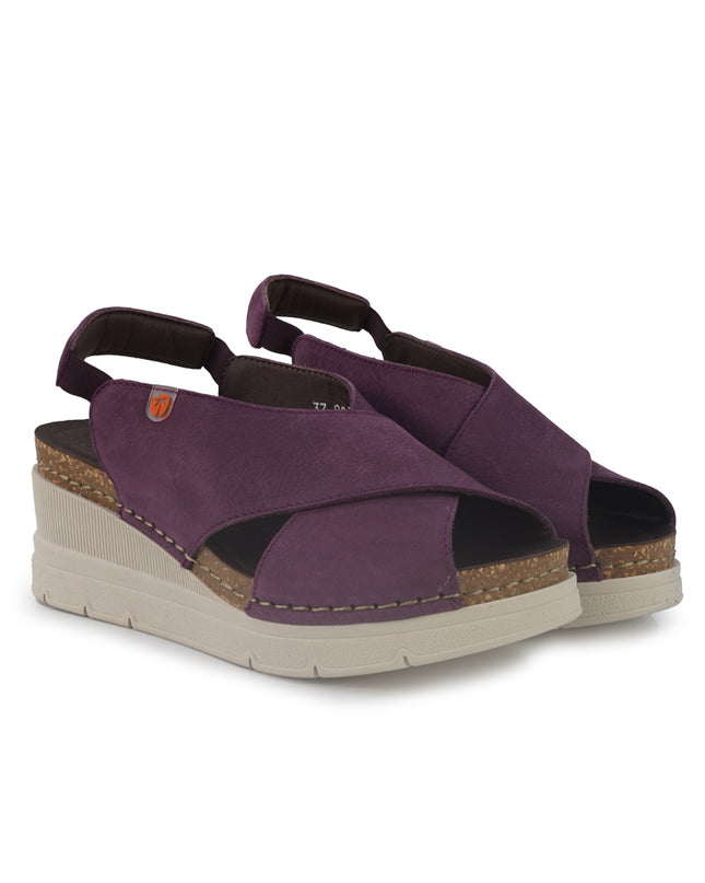 Jungla Sandali Donna con Zeppa in Pelle Viola 8027 PRUNUS Jungla 