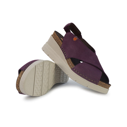 Jungla Sandali Donna con Zeppa in Pelle Viola 8027 PRUNUS Jungla 