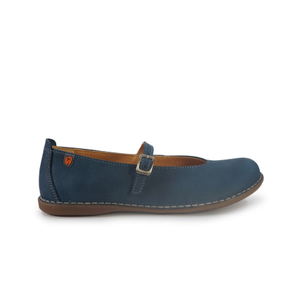 Jungla Ballerina Donna con Cinturino in Pelle Nabuk Blu 8460 AVIO Jungla 