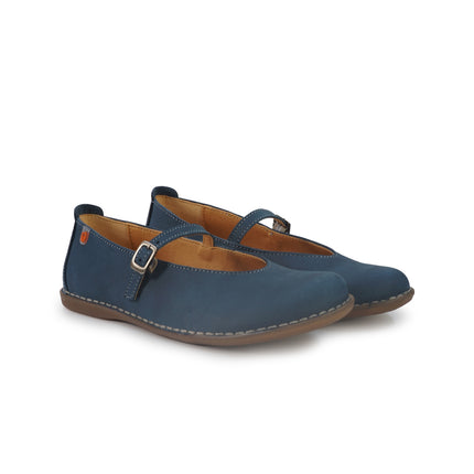 Jungla Ballerina Donna con Cinturino in Pelle Nabuk Blu 8460 AVIO Jungla 