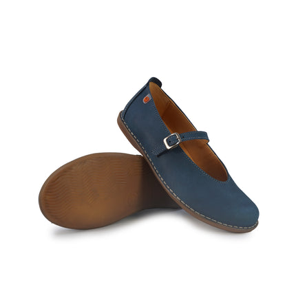 Jungla Ballerina Donna con Cinturino in Pelle Nabuk Blu 8460 AVIO Jungla 
