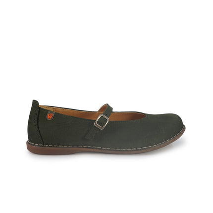 Jungla Ballerina Donna con Cinturino in Pelle Nabuk Verde 8460 PRADO Jungla 