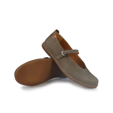 Jungla Ballerina Donna con Cinturino in Pelle Nabuk Taupe 8460 TERRON Jungla 
