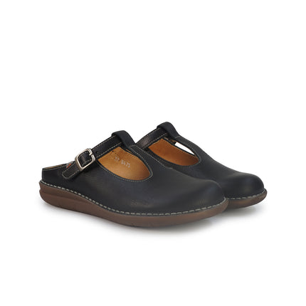 Jungla Sandalo Sabot Donna con Cinturino in Pelle Nera 8475 BLACK Jungla 