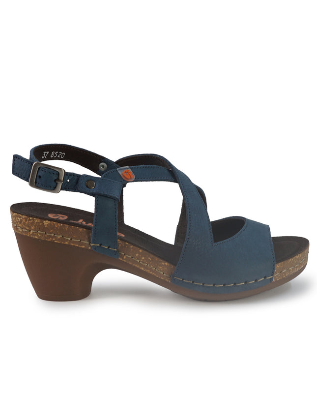 Jungla Sandalo Donna con Tacco in Pelle Nabuk Blu 8520 OCEAN Jungla 