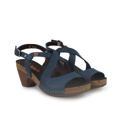 Jungla Sandalo Donna con Tacco in Pelle Nabuk Blu 8520 OCEAN Jungla 