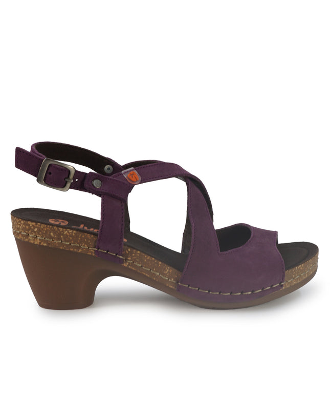 Jungla Sandalo Donna con Tacco in Pelle Nabuk Viola 8520 PRUNUS Jungla 