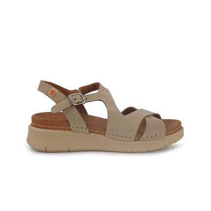 Jungla Sandali Donna Zeppa Bassa in Pelle Nabuk Beige 8530 DESERT Jungla 