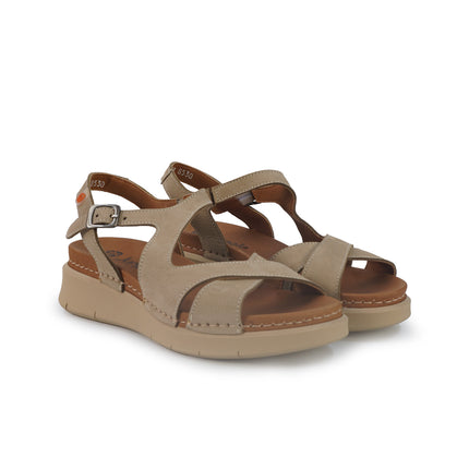 Jungla Sandali Donna Zeppa Bassa in Pelle Nabuk Beige 8530 DESERT Jungla 