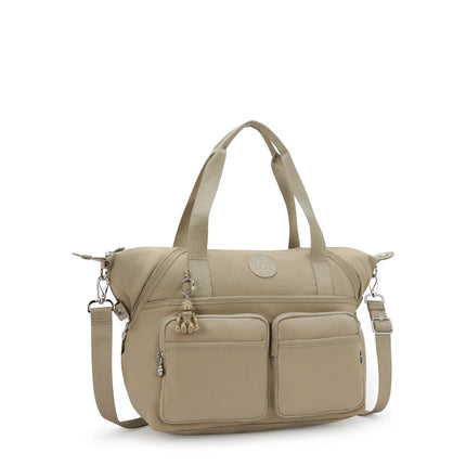 Kipling Borsa Organizer a Spalla Con Tracolla in Tessuto Beige NEW ART DUO POCKET BE BOHO TAN Kipling 