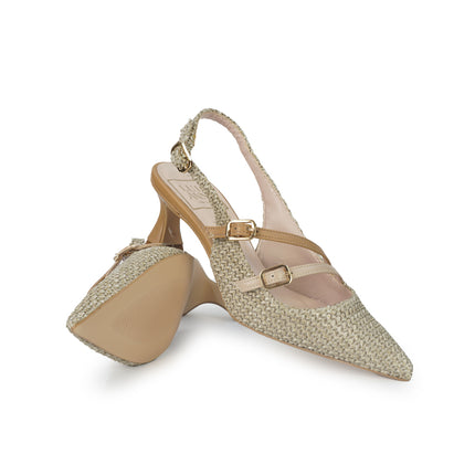 Luis Anne Chanel Mary Jane Slingback Kitten Heel in Tessuto Phard Multi 883/02 CAMEL Luis Anne 