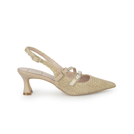 Luis Anne Chanel Mary Jane Slingback Kitten Heel in Tessuto Nude Multi 883/02 PHARD Luis Anne 