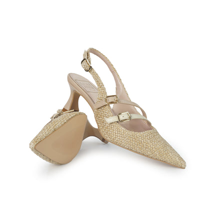 Luis Anne Chanel Mary Jane Slingback Kitten Heel in Tessuto Nude Multi 883/02 PHARD Luis Anne 