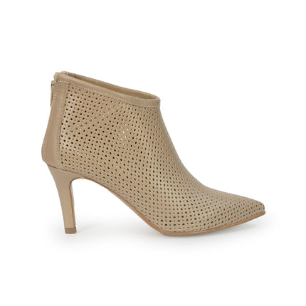 Luis Anne Stivaletto Donna Tacco Stiletto in Pelle Microforata Beige ROMINA NOCCIOLA Luis Anne 