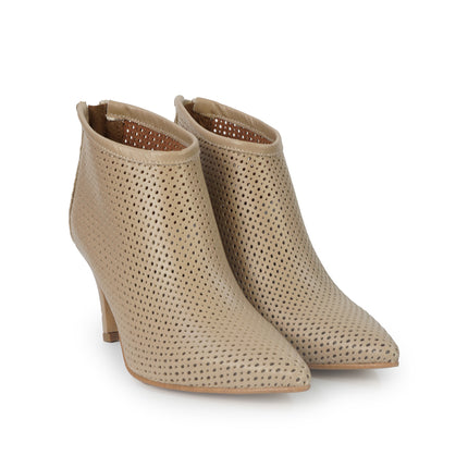 Luis Anne Stivaletto Donna Tacco Stiletto in Pelle Microforata Beige ROMINA NOCCIOLA Luis Anne 