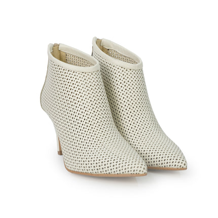 Luis Anne Stivaletto Donna Tacco Stiletto in Pelle Microforata Panna ROMINA PANNA Luis Anne 