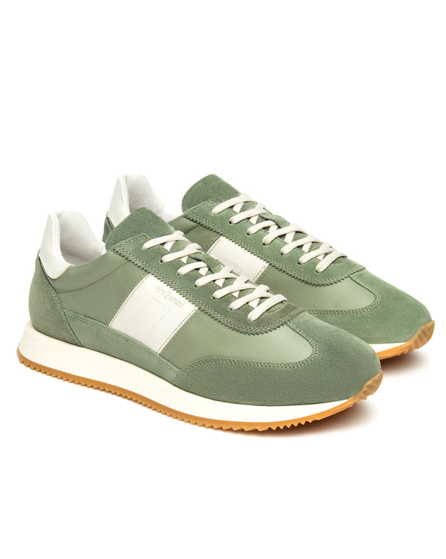 NeroGiardini Sneakers Bassa Uomo in Pelle e Camoscio Verde E601110U SAVANA 518 Nero Giardini 
