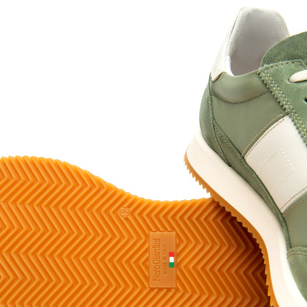NeroGiardini Sneakers Bassa Uomo in Pelle e Camoscio Verde E601110U SAVANA 518 Nero Giardini 