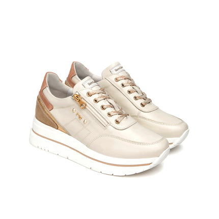NeroGiardini Sneakers Donna in Pelle Avorio con Lacci e Zip E615203D AVORIO 713 Nero Giardini 