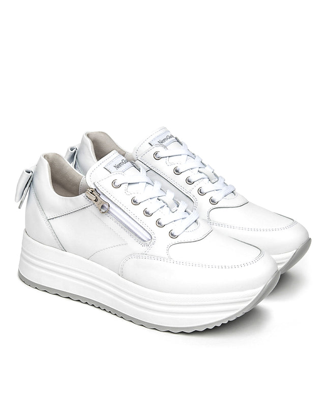 NeroGiardini Sneakers Platform Donna in Pelle Bianca E615210D BIANCO 707 Nero Giardini 