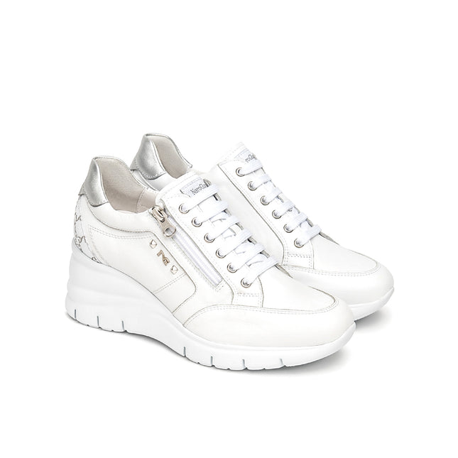NeroGiardini Sneakers con Zeppa in Pelle Bianca E615221D BIANCO 707 Nero Giardini 