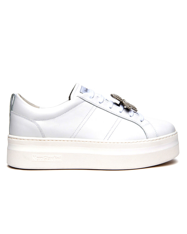 NeroGiardini Sneakers Platform Donna in Pelle Bianca con Charms E615311D BIANCO 707 Nero Giardini 