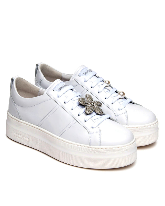 NeroGiardini Sneakers Platform Donna in Pelle Bianca con Charms E615311D BIANCO 707 Nero Giardini 