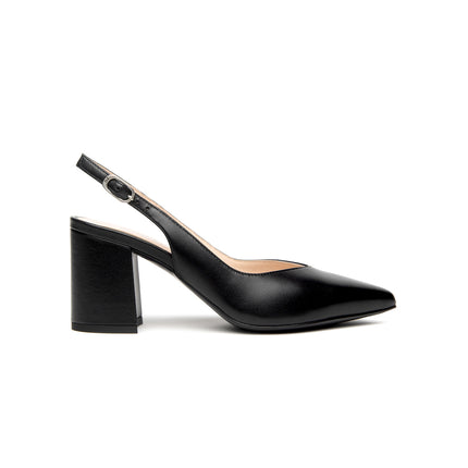 NeroGiardini Chane Mary Janel Sling Back con Tacco Largo in Pelle Nera E615520D NERO 100 Nero Giardini 