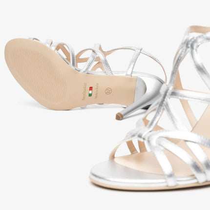 Nero Giardini Sandali Donna con Tacco Alto Stiletto in Pelle Argento E615621DE ARGENTO 700 Nero Giardini 