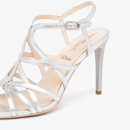 Nero Giardini Sandali Donna con Tacco Alto Stiletto in Pelle Argento E615621DE ARGENTO 700 Nero Giardini 