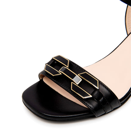 Nero Giardini Sandali Donna con Tacco in Pelle Nera E615722D NERO 100 Nero Giardini 