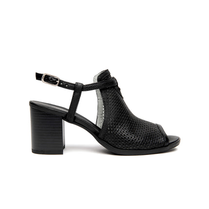 Nero Giardini Sandali Donna con Tacco in Pelle Microforata Nera E615840D NERO 100 Nero Giardini 